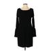 Ann Taylor Casual Dress - Sweater Dress: Black Dresses - Women's Size Large