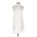 Stevie May Casual Dress - A-Line Mock Sleeveless: White Solid Dresses - Women's Size Small