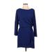 Elizabeth and James Casual Dress - Wrap: Blue Solid Dresses - Women's Size 6