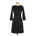 Old Navy Casual Dress - A-Line Crew Neck 3/4 sleeves: Black Solid Dresses - Women's Size X-Small