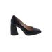 Louise Et Cie Heels: Slip On Chunky Heel Minimalist Black Print Shoes - Women's Size 8 1/2 - Almond Toe