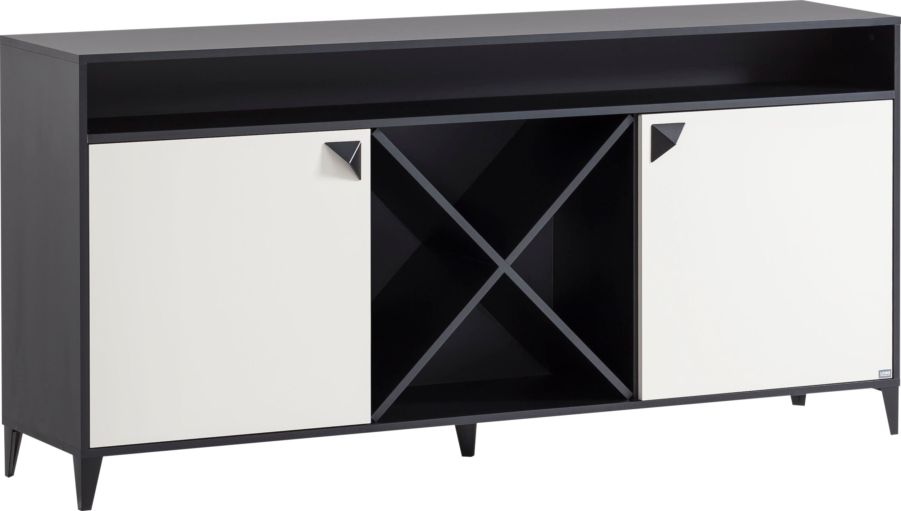 Lowboard "Looks Classic", schwarz (schwarzmatt, cremebeige), B:179,2cm H:85,8cm T:39cm, FSC-zertifizierter Holzwerkstoff, LOOKS BY WOLFGANG JOOP, Sideboards, Mit kreuzförmiger Facheinteilung Image