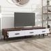 Modern TV Stand with 3 Drawers for up to 70" TVs, Entertainment Center TV Console for Living Room, Brown+White