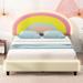 Twin Size Upholstered Platform Bed with Rainbow Shaped and Height-adjustbale Headboard,LED Light Strips