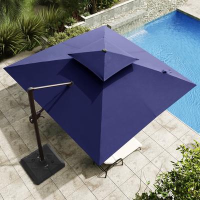 Outdoor Square 360 Degree Rotation Patio Cantilever Offset Umbrella with Base