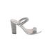 Nina Heels: Slip-on Chunky Heel Cocktail Party Silver Shoes - Women's Size 8 - Open Toe