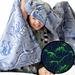 Glow in the Dark Dinosaur Blue and White Soft Plush Blanket for Kids - Girls and Boys Large 60 x 50 inches Blanket Throw