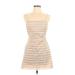 Cotton Candy LA Casual Dress - Mini: Tan Stripes Dresses - Women's Size Large