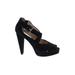 MICHAEL Michael Kors Heels: Pumps Chunky Heel Cocktail Party Black Solid Shoes - Women's Size 7 1/2 - Peep Toe