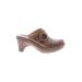 FRYE Mule/Clog: Slide Chunky Heel Bohemian Brown Solid Shoes - Women's Size 9 - Round Toe