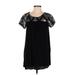 Ella Moss Casual Dress - Shift Scoop Neck Short sleeves: Black Print Dresses - Women's Size Small