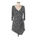 Tahari by ASL Casual Dress - Wrap: Gray Zebra Print Dresses - Women's Size 12