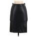 Ann Taylor Factory Faux Leather Bodycon Skirt Knee Length: Black Print Bottoms - Women's Size 00 Petite