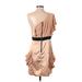 Lipsy London Cocktail Dress - Mini Open Neckline Short sleeves: Tan Color Block Dresses - Women's Size 8