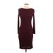 A New Day Cocktail Dress - Bodycon Crew Neck 3/4 sleeves: Burgundy Print Dresses - Women's Size X-Small