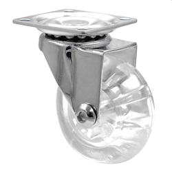 WAGNER Soft-Lenkrolle SKATER - Ø 50 mm, Stahl verchromt, transparent, Anschraubplatte, Tragkraft 40 kg - 03108501 Image