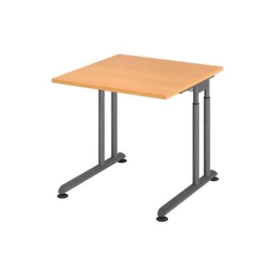 bümö höhenverstellbarer Schreibtisch Z-Serie 80x80 cm in Buche, Gestell in Graphit - PC Tisch klein für's Büro manuell höhenverstellbar, Image