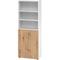 bümö Aktenregal & Schrank abschließbar, Büroschrank Regal Kombination Holz 80cm breit in Weiß/Asteiche - abschließbarer Schrank für's Büro &
