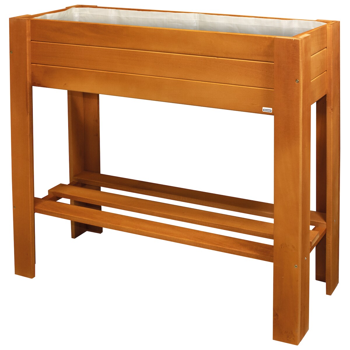 WAGNER GreenFAMILY Hochbeet GreenBOX Light - 70 x 83 x 34,5 cm, Massivholz kastanie, Regalboden&Pflanztasche - 25028001 Image