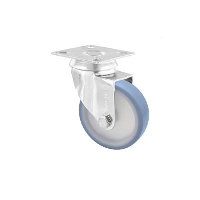 WAGNER Soft-Lenkrolle - Ø 75 mm, Stahl verzinkt, blau/weiß, Anschraubplatte, Tragkraft 60 kg - 03177501 Image
