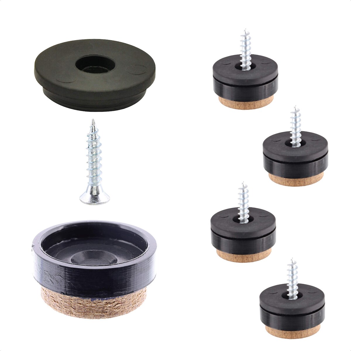 WAGNER QuickClick® Filzgleiter SYNO SLIM - 4x Schraube, je 4x Basis Ø 17 mm & Gleiter Ø 17 mm, DE Ware - 16791399 Image