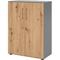 bümö Aktenschrank abschließbar, Büroschrank Holz 80cm breit in Graphit/Asteiche - abschließbarer Schrank mit Aktenregal für's Büro & Arbeitszimmer,