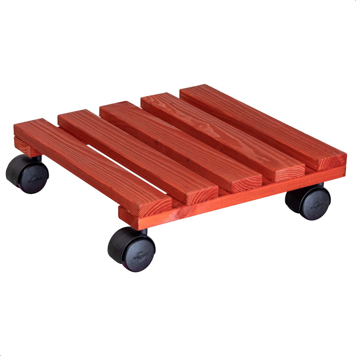 WAGNER Pflanzenroller NATURE 29 x 29 x 8 cm, für Innen, Massivholz, ziegelrot, Tragkraft 100 kg, EU Ware - 20088601 Image
