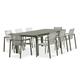 Ensemble repas de jardin 8 places en aluminium kaki