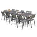 Ensemble repas de jardin 10 places en aluminium gris anthracite