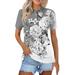 KDDYLITQ Womens Polo Shirts Short Sleeve Loose Wicking Breathable Shirts Summer Collared Vintage Golf Shirts Gray 2XL