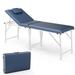Paddie Portable Tattoo Chair Table with Storage Bag Foldable Massage Table Lash Bed for Client 2-Section Folding Blue