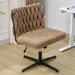 Armless Office Desk Chair Cross Legged Wide Adjustable Height Swivel Padded Teddy/ Brouce Fabric No Wheels Desk Chair For Home Office Study Bedroom