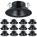 12Pack 4 Recessed Light Black Baffle Trim Full Metal Ceiling Can Light Trim for 4 Inch Recessed Can Fit Halo/Juno Remodel Recessed Housing for PAR16 PAR20 BR20