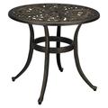 MYXIO Patio Side Table 23.6in Outdoor Round Cast Aluminum Bistro Table with Umbrella Hole and Antique Design for Backyard Porch Pool Balcony Deck Bronze