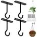 PUPINGPIG 4pcs Ceiling Hooks EC36 for Hanging Plants 4inch Wall Mount Plant Hanger Wall Plant Hook for Hanging Planters Lanterns Lights Indoor&Outdoor Decoration Hooks Black