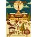 Flagstaff Arizona Christmas at the North Pole Geometric (24x36 Giclee Gallery Art Print Vivid Textured Wall Decor)