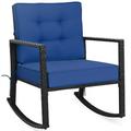 Patio Rattan Rocker Outdoor Glider Rocking Chair Cushion Lawn-Navy