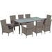 9 Piece Patio Dining Set with Cushions Outdoor Garden Patio Furniture Dining Table Set with 1 Table with a Glass Top 8 Rattan Chairs for Patio Deck Balcony Brown