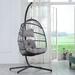 Nestfair 78 in. Wicker Aluminum Patio Swing Chair with Stand Grey