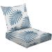 2-Piece Deep Seating Cushion Set seamless floral pattern from blue palm leaf silhouette watercolor Outdoor Chair Solid Rectangle Patio Cushion Set
