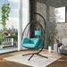 KHBIULIFE Swing Egg Chair with Stand UV Resistant Cushion Headrest Indoor Outdoor Patio Rattan Basket Hanging Chair Lounge Hammock Chair for Balcony Bedroom Garden(Sand)