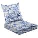 2-Piece Deep Seating Cushion Set Watercolor floral pattern Chinese style Monochrome blue pattern white Outdoor Chair Solid Rectangle Patio Cushion Set