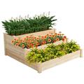 CATLK Raised Garden Bed Horticulture Outdoor Elevated Flower Box Tiered Garden Bed Wooden Vegetables Growing Planter for Backyard/Patio/Gardener 48.6 x 48.6 x 21 in