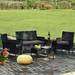 Costway 4PCS Patio Rattan Furniture Set Cushioned Sofa Coffee Table Backyard Grey