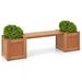 Gymax Wood Outdoor Planter Boxes w/ Detachable Bench 2 Elevated Mini Planters Patio