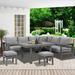 Lane Aluminum Outdoor Patio Furniture Set Metal Outside Patio Furniture Conversation Sets with Dining Table&2 Ottomans Sectional Sofa Couch Seating Set with Cushion for Backyard