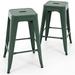 TJUNBOLIFE Vogue Direct 24 Stools Black Backless Metal Barstools Indoor-Outdoor Counter Height Stools with Square Seat Set of 2 - VF1571001