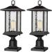 YGDU Outdoor Post Lights 21 H Large Exterior Lamp Post Light Pier Mount Lantern with Base Black Cast Aluminum w/Water Glass - A272P-2PK