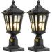 JIAH Dusk to Dawn Post Light Outdoor 2 Pack 17 H Outdoor Lamp Post Light with Pier Mount Adapter Waterproof IP65 Classic Die Cast Aluminum with Water Ripple Glass Matte Black