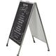 M&T Displays Stainless Steel Chalk A Board 22x28 Inch Double Sided Silver Sandwich Board Folding A-Frame Sidewalk Curb Sign Portable Advertisement Display for Restaurant Cafe